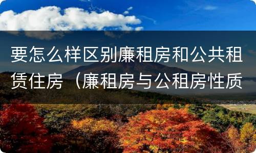 要怎么样区别廉租房和公共租赁住房（廉租房与公租房性质是一样的吗）
