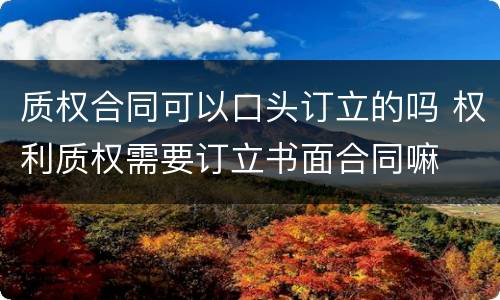 质权合同可以口头订立的吗 权利质权需要订立书面合同嘛