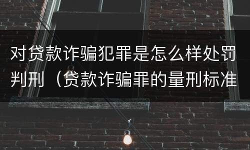 对贷款诈骗犯罪是怎么样处罚判刑（贷款诈骗罪的量刑标准:贷款诈骗罪的刑罚规定）