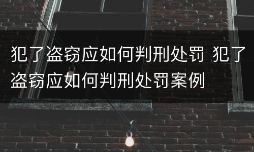 犯了盗窃应如何判刑处罚 犯了盗窃应如何判刑处罚案例