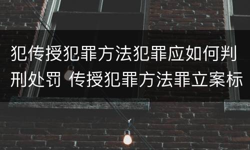 犯传授犯罪方法犯罪应如何判刑处罚 传授犯罪方法罪立案标准
