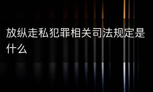 放纵走私犯罪相关司法规定是什么