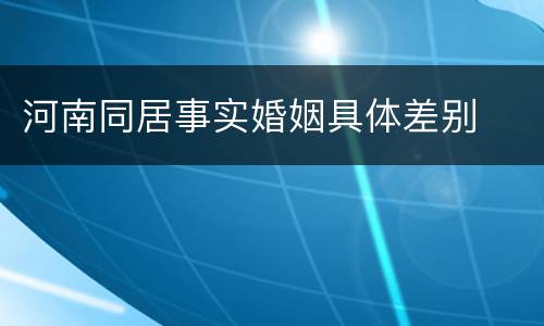 河南同居事实婚姻具体差别