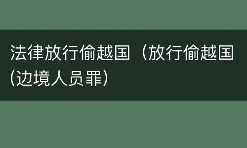 法律放行偷越国（放行偷越国(边境人员罪）