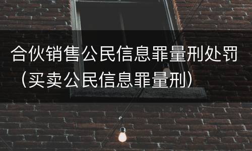 合伙销售公民信息罪量刑处罚（买卖公民信息罪量刑）