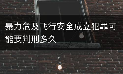 暴力危及飞行安全成立犯罪可能要判刑多久