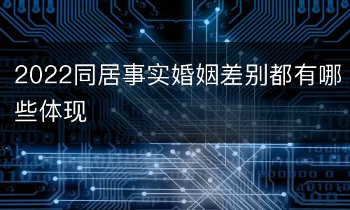 2022同居事实婚姻差别都有哪些体现