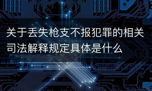 关于丢失枪支不报犯罪的相关司法解释规定具体是什么