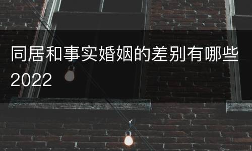 同居和事实婚姻的差别有哪些2022