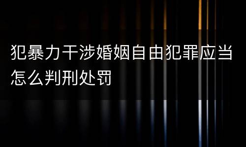 犯暴力干涉婚姻自由犯罪应当怎么判刑处罚