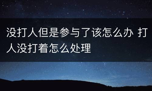 没打人但是参与了该怎么办 打人没打着怎么处理