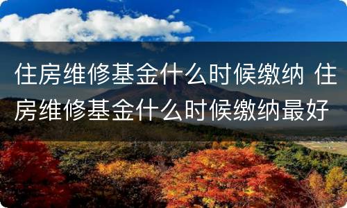 住房维修基金什么时候缴纳 住房维修基金什么时候缴纳最好