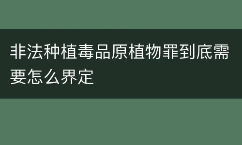 非法种植毒品原植物罪到底需要怎么界定