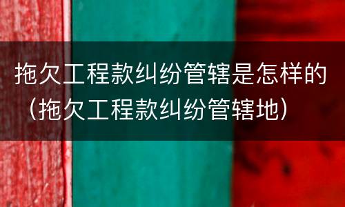 拖欠工程款纠纷管辖是怎样的（拖欠工程款纠纷管辖地）
