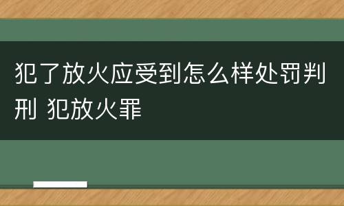 犯了放火应受到怎么样处罚判刑 犯放火罪