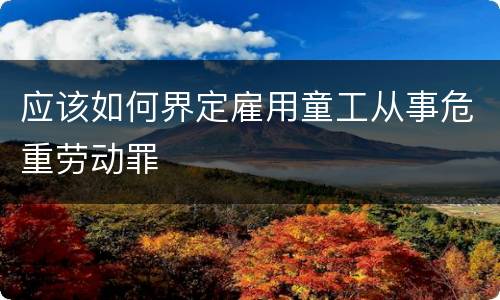 应该如何界定雇用童工从事危重劳动罪