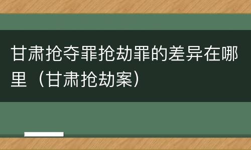 甘肃抢夺罪抢劫罪的差异在哪里（甘肃抢劫案）