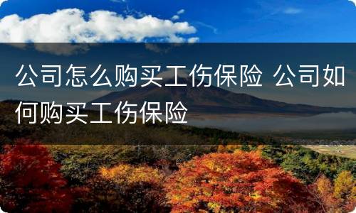 公司怎么购买工伤保险 公司如何购买工伤保险