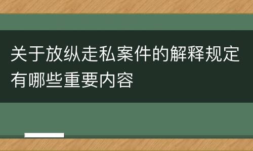关于放纵走私案件的解释规定有哪些重要内容