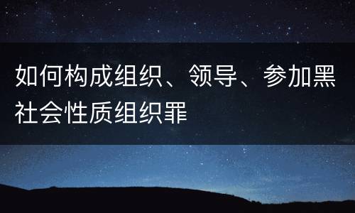 如何构成组织、领导、参加黑社会性质组织罪