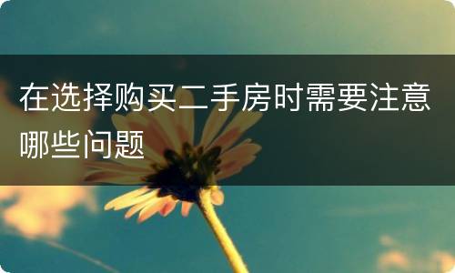 在选择购买二手房时需要注意哪些问题