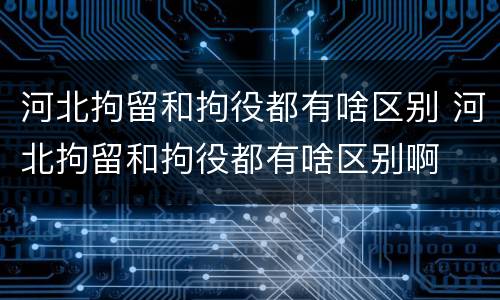 河北拘留和拘役都有啥区别 河北拘留和拘役都有啥区别啊