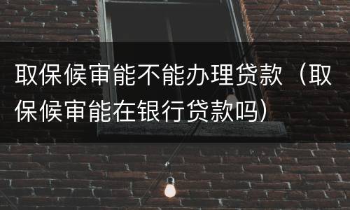 取保候审能不能办理贷款（取保候审能在银行贷款吗）