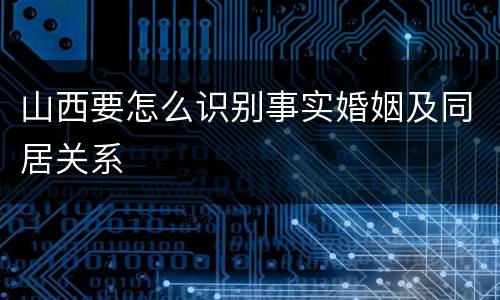 山西要怎么识别事实婚姻及同居关系