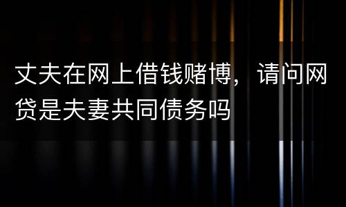 丈夫在网上借钱赌博，请问网贷是夫妻共同债务吗