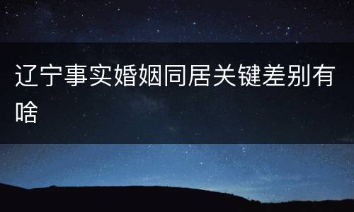 辽宁事实婚姻同居关键差别有啥