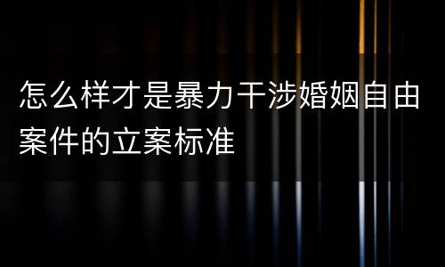 怎么样才是暴力干涉婚姻自由案件的立案标准