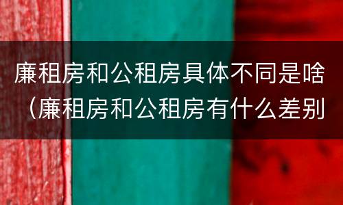 廉租房和公租房具体不同是啥（廉租房和公租房有什么差别）