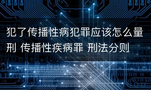 犯了传播性病犯罪应该怎么量刑 传播性疾病罪 刑法分则