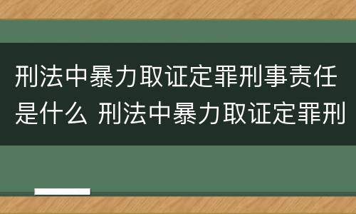 刑法中暴力取证定罪刑事责任是什么 刑法中暴力取证定罪刑事责任是什么