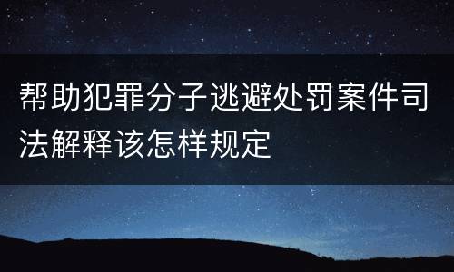 帮助犯罪分子逃避处罚案件司法解释该怎样规定