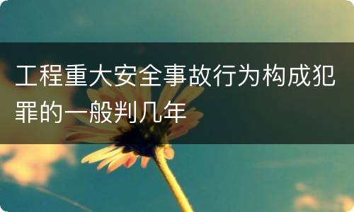 工程重大安全事故行为构成犯罪的一般判几年