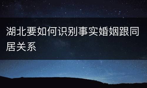 湖北要如何识别事实婚姻跟同居关系