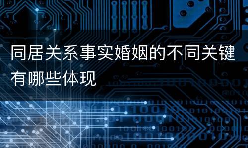 同居关系事实婚姻的不同关键有哪些体现
