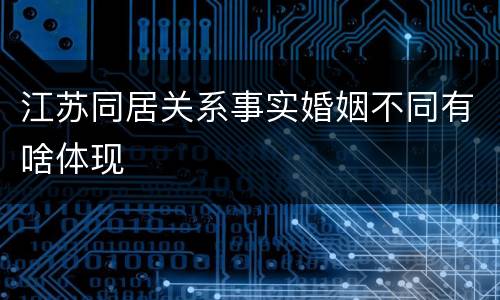 江苏同居关系事实婚姻不同有啥体现