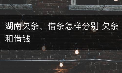 湖南欠条、借条怎样分别 欠条和借钱