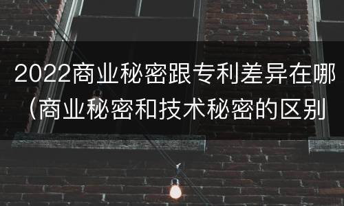 2022商业秘密跟专利差异在哪（商业秘密和技术秘密的区别）