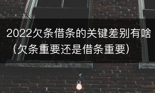 2022欠条借条的关键差别有啥（欠条重要还是借条重要）