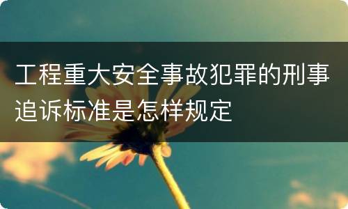 工程重大安全事故犯罪的刑事追诉标准是怎样规定