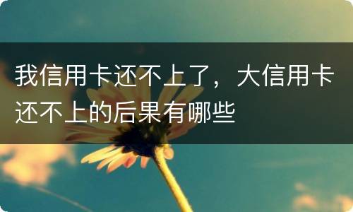 我信用卡还不上了，大信用卡还不上的后果有哪些