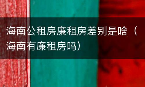 海南公租房廉租房差别是啥（海南有廉租房吗）