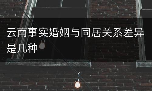 云南事实婚姻与同居关系差异是几种