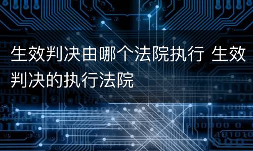 生效判决由哪个法院执行 生效判决的执行法院