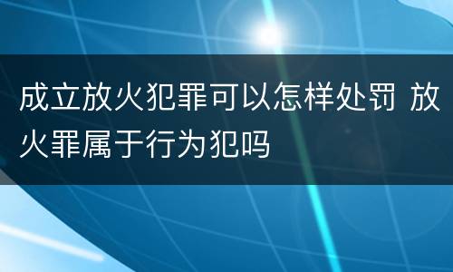 成立放火犯罪可以怎样处罚 放火罪属于行为犯吗