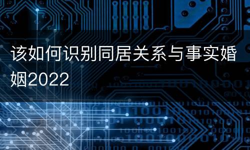 该如何识别同居关系与事实婚姻2022