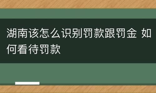 湖南该怎么识别罚款跟罚金 如何看待罚款